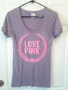 Victoria’s Secret *LOVE PINK*taglia S viola chiaro con paillettes rosa top camicia co1553 - Foto 1 di 6
