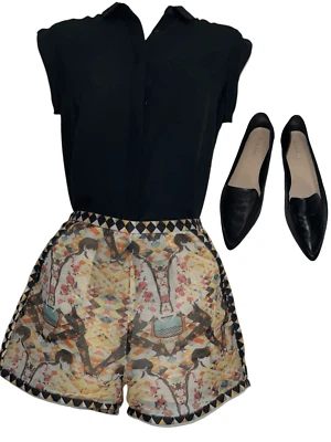 Women’s Graffiti Collage Shorts SMALL by Dazzle Funky Eccentric - Image 1 of 4