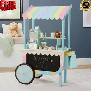 Ice Cream Cart Playset, Magnetic Scoops & Toppings, Coffee Machine, Play Money, - Picture 1 of 8