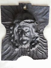 Handmade Face of Christ in Black Clay From Argentina 7.5" X 8.5"