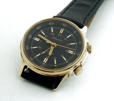 POLJOT LOUD ALARM WRIST WATCH GOLD FILLED CASE WELL SERVICED THE PROPER WAY  196 - Image 1 of 2