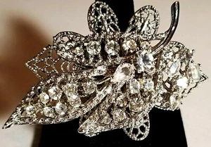 *NEW Designer Margaret Rowe oversized "Huge" silver tone crystal ring** - Picture 1 of 12