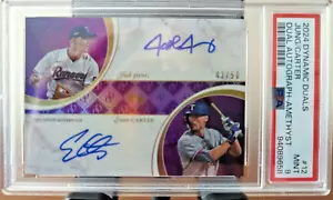 2024 Topps Dynamic Duals Josh Jung, Evan Carter Purple Foil Auto #43/50 - Picture 1 of 2