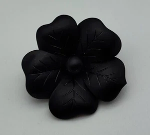 14K Gold Antique Onyx Carved Flower Mourning Brooch Pin Lapel Black Stone - Picture 1 of 6