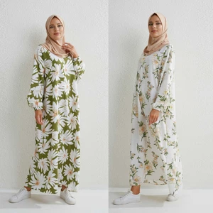 Eid Muslim Dress Women Abaya Print Jalabiya Boho Maxi Party Dresses Dubai Abaya