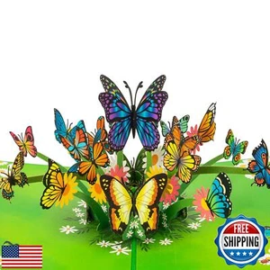Bajayvovo Colorful Butterfly Pop Up Card,3D Greeting Cards for Birthday, Moth - Picture 1 of 5