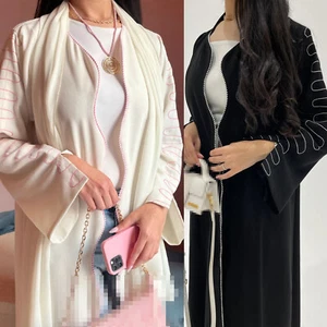 Cárdigan Abaya Dubai Open Kaftan Mujeres Musulmán Vestido Largo Noche Kimono Bata - Imagen 1 de 11