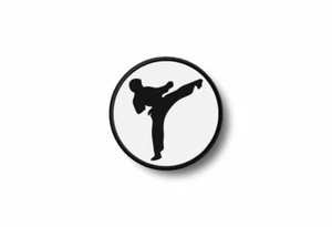 Patch badge embroidered border printed morale applique karate boy funny - Foto 1 di 1