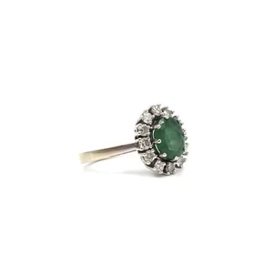 14kt Gelbgold Ring 1.20ct Smaragd Diamanten 585 Gold Damen Schmuck 17.8mm / 56 - Bild 1 von 17