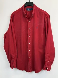 Ralph Lauren Shirt Mens Size XL Red Cotton Silk Button Up Long Sleeve Pony Logo - Picture 1 of 7