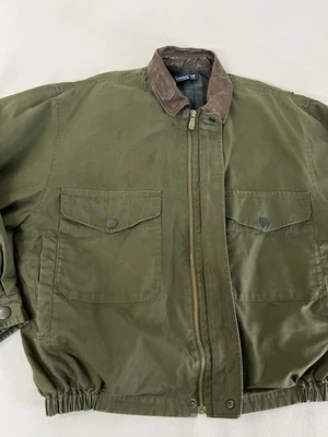 Chaqueta de bombardero Harrington con cuello de cuero náutica Y2K de colección L forrada a cuadros acolchada Foto 1 de 4