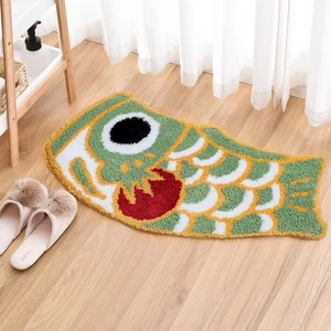 Cute Bathroom Rug Soft Green Fish Bath Rugs, Japanese Koi Decor Accent Rug, M... - Picture 1 of 7