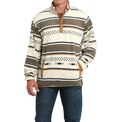 Pullover a presión polar estampado crema Cinch para hombre MWK1514026 Foto 1 de 4