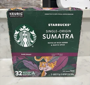 Starbucks Sumatra, Dark Roast K-Cup Coffee Pods, 32 Count K Cups, BB 2/26 - Picture 1 of 6