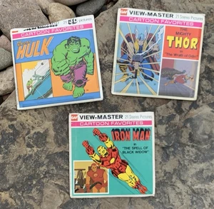 Lote de 3 favoritos de dibujos animados de Viewmaster Marvel. Hulk Ironman Thor. Usado - Imagen 1 de 8