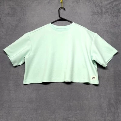 Camiseta corta Lee de gran tamaño calce cuadrado para mujer grande verde menta algodón elástico Foto 1 de 4