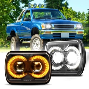 Pair 5x7 7x6 LED Headlights Hi-Lo DRL For Toyota Pickup 1982-1995 4Runner Tacoma - Picture 1 of 16