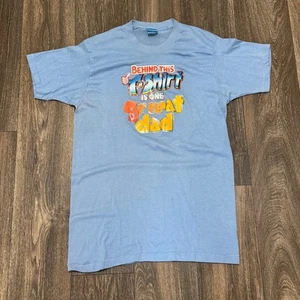 VTG Great Dad Shirt Men's XL Baby Blue Father's 70s USA Day Screen Stars - Picture 1 of 11