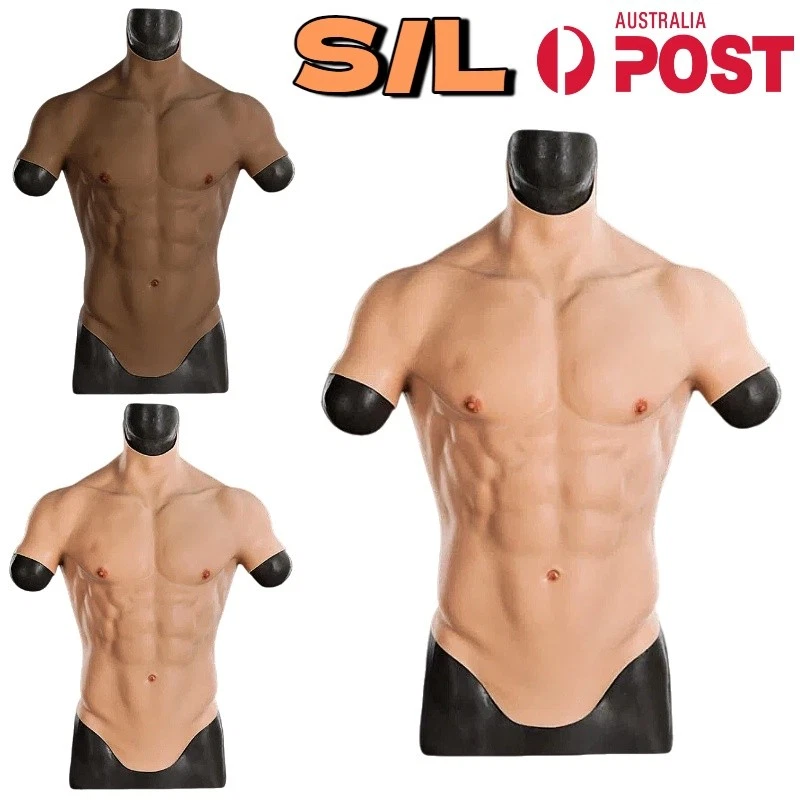 Terno masculino realista silicone músculo peito cosplay simulação muscular abdominal UA - Imagem 1 de 4