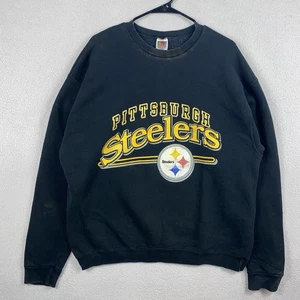 Vintage Pittsburgh Steelers Crewneck Sweatshirt Men’s XL Black Heavyweight READ - Picture 1 of 7