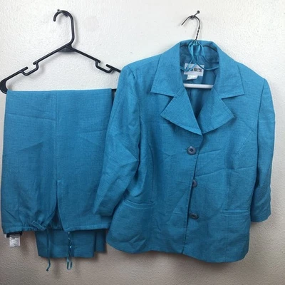 De Colección Plaza South Azul Brillante 2 Piezas Pantalón Traje Blazer Mujer’s Talla 14 Foto 1 de 4