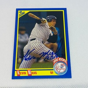 1990 Score #606 Yankees Kevin Maas (RC) Auto Inscription RARE Rookie Signed