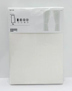 Ikea RITVA Curtains with tie-backs 57x118 " 1 pair, white 800.638.33 - NEW - Picture 1 of 2