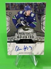 💥2019-20 UD Exquisite Platinum Rookies #R22 Quinn Hughes Auto 23/99, Canucks!💥