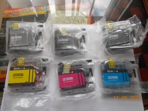 6 Sealed Pkg EZInk LC203XL: 3 Black, 1 each Cyan, Yellow, Magenta for Brother - Picture 1 of 6