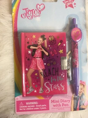 Girls Nickelodeon JoJo Silva Mini Diary Pink Reach for the Stars Lock Key Pen 3+ - Image 1 of 4