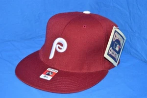 NEW PHILADELPHIA PHILLIES MITCHELL & NESS MAROON FITTED CAP HAT 8 1/8 - Picture 1 of 3