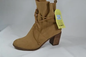 TOMS Brown Toffee Suede Mila Block Heel Boots 10010911 choose 7, 7.5 or 9.5 - Picture 1 of 7
