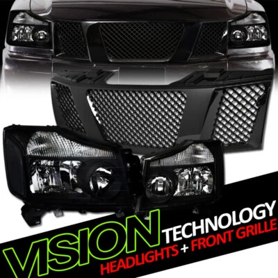 Faros negros para 04-07 Titan/Armada lámparas de estacionamiento NB + rejilla parrilla delantera de malla Foto 1 de 2