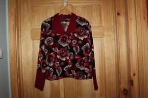Tib Design Women's Red/Black/Cream Floral Button Up Jacket - M NWT - Picture 1 of 3