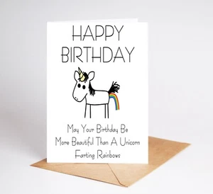 Funny Birthday Card Unicorn Card Sister Brother Mum Best Friend Card BC027 - Picture 1 of 3