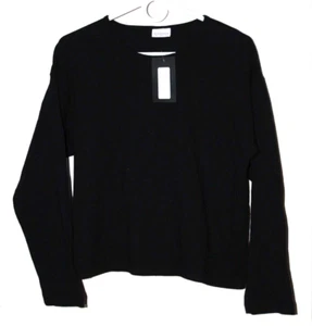 Pacific Cotton Bryn Walker Black Long Sleeve Crop Crew Shirt Women's Size M - Picture 1 of 10