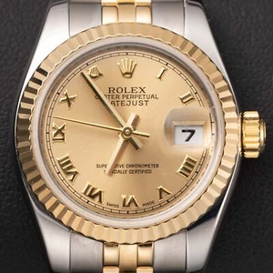 Rolex Datejust 179173 Fluted Bezel Watch 26mm Two-Tone Jubilee Champagne Dial - Picture 1 of 9