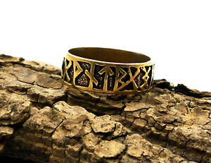 Wikinger Runenring Ring Runen Futhark aus edler Bronze Viking Nordic