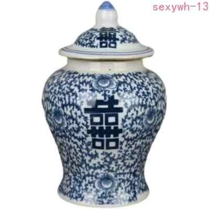 6.4 Inch Chinese Blue and White Porcelain Pot Qing Qianlong Design Tea Caddy - Picture 1 of 7