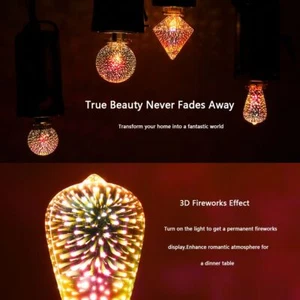 Decoration Ball light E27 holder 3D Fireworks Bulb Edison Glass Party Lamp - Picture 1 of 17