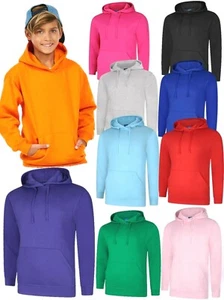 Kids Plain Hoodie Jumper Boys Girls Children's Pullover Hooded Sweatshirt NEW - Picture 1 of 21