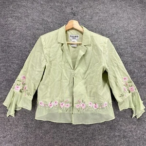 Plaza South Blazer Women PS Petite Green Floral Collared Button Up Long Sleeve - Picture 1 of 7