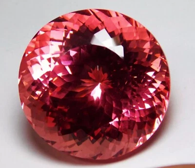 CALIDAD PREMIUM ZAFIRO NATURAL CERTIFICADO ROJO ANARANJADO 106-108 Ct FORMA REDONDA Foto 1 de 4