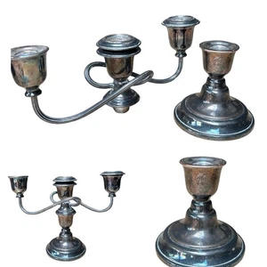 Vintage Silver Candelabra 3 Arm Candle Holder Ornate Copper Table Decor Piece - Picture 1 of 11