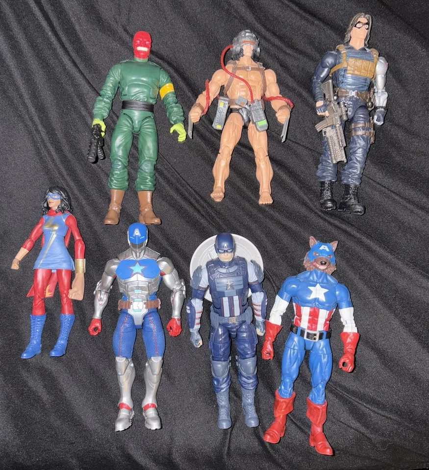 Lote de 7 bonecos Marvel Legends Caveira Vermelha Capitão América Soldado Invernal Arma X - Imagem 1 de 1