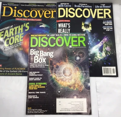 Discover Science Magazine 2011 2012 2014 Lot 3 Earth's Magnetic Core Big Bang Foto 1 de 4