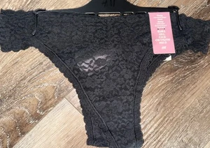 H & M ~ 3-Pair Womens Thong Underwear Panties Nylon Blend All Lace Black ~ M - Picture 1 of 4