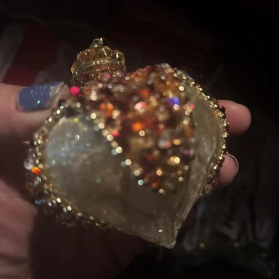 Juego de 3 adornos navideños de hilo dorado metálico lentejuelas cuentas doradas y naranjas Foto 1 de 4