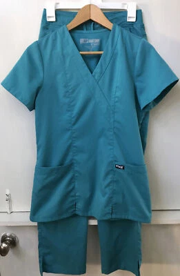 Grey’s Anatomy Tral Green Scrub Set Pants and Mock Wrap V-Neck Top Size XS - Image 1 of 4