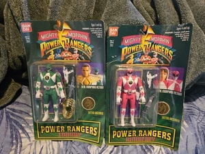 🔥 Mighty Morphin Power Ranges Pink Green Ranger 1993 Flip Head Bandai - Picture 1 of 16